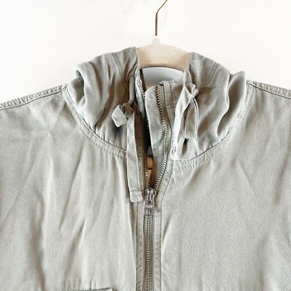 Abercrombie Utility Hooded Cropped Full Zip Jacket Green XXS - Picture 11 of 16